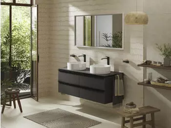 Hansgrohe Xelu Q Konsole mit 2 Ausschnitten 136x55 cm ohne Hahnloch diamantgrau matt