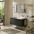 Hansgrohe Xelu Q Konsole mit Ausschnitt rechts 136x55 cm geschliffen 50x48 cm diamantgrau matt