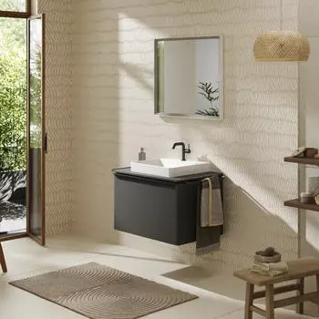 Hansgrohe Xelu Q Konsole mit Ausschnitt mittig 78x55 cm geschliffen 50x48 cm diamantgrau matt