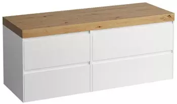 Laufen Lani Waschtischplatte wildeiche gro&szlig;e Schublade rechts,1370x495x580mm, H4065811122601, Wei&szlig; matt