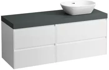 Laufen Lani Waschtischplatte verkehrsgrau 1 Ausschnitt rechts, 1370x495x580mm, H4055831122601, Wei&szlig; matt