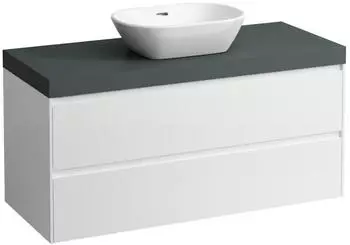 Laufen Lani Waschtischplatte Verkehrsgrau, 1 Ausschnitt mittig, 1185 x 495 x 580 mm, H4055711122601, Wei&szlig; matt