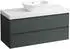Laufen Lani Waschtischplatte weiß matt inkl. Unterschrank, 1 Ausschnitt mittig, 1185x495x580mm, H4045711122661, Verkehrsgrau