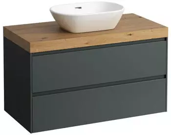Laufen Lani Waschtischplatte wildeiche 1 Ausschnitt mittig, 985x495x580mm, H4065611122661, Verkehrsgrau