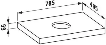 Laufen Lani Waschtischplatte, ein Ausschnitt mittig, 785x495x65mm, H4046511122661, Verkehrsgrau