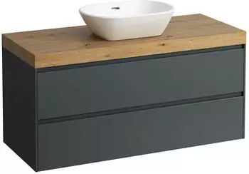 Laufen Lani Waschtischplatte wildeiche 1 Ausschnitt mittig, 1185x495x580mm, H4065711122611, Wei&szlig; gl&auml;nzend