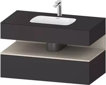 Duravit Qatego Einbauwaschtisch mit Unterbau 1000 mm mit Nischenbeleuchtung graphit supermatt (QA4786083800010)