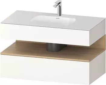 Duravit Qatego Einbauwaschtisch mit Unterbau 1000 mm mit Nischenbeleuchtung wei&szlig; supermatt (QA4786030840010)