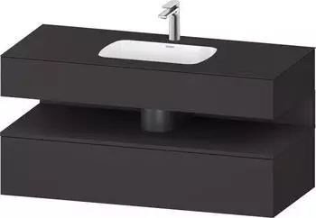 Duravit Qatego Einbauwaschtisch mit Unterbau 1200 mm mit Nischenbeleuchtung graphit supermatt (QA4787080800010)