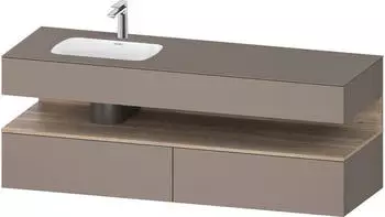 Duravit Qatego Einbauwaschtisch mit Unterbau 1600 mm mit Nischenbeleuchtung basalt matt (QA4795055430010)