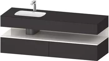 Duravit Qatego Einbauwaschtisch mit Unterbau 1600 mm mit Nischenbeleuchtung graphit supermatt (QA4795022800010)