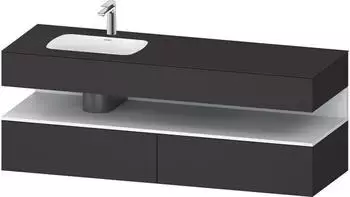 Duravit Qatego Einbauwaschtisch mit Unterbau 1600 mm mit Nischenbeleuchtung graphit supermatt (QA4795018800010)