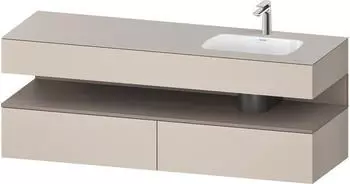 Duravit Qatego Einbauwaschtisch mit Unterbau 1600 mm mit Nischenbeleuchtung taupe (QA4796043910010)