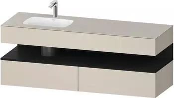 Duravit Qatego Einbauwaschtisch mit Unterbau 1600 mm mit Nischenbeleuchtung taupe supermatt (QA4795016830010)