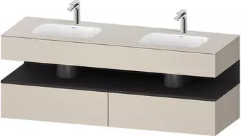 Duravit Qatego Einbauwaschtisch mit Unterbau 1600 mm mit Nischenbeleuchtung taupe supermatt (QA4797080830010)