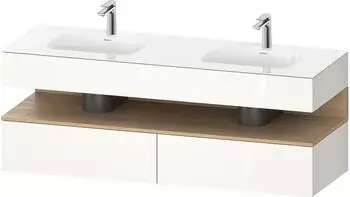 Duravit Qatego Einbauwaschtisch mit Unterbau 1600 mm mit Nischenbeleuchtung wei&szlig; hochglanz (QA4797030220010)