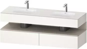 Duravit Qatego Einbauwaschtisch mit Unterbau 1600 mm mit Nischenbeleuchtung wei&szlig; supermatt (QA4797083840010)