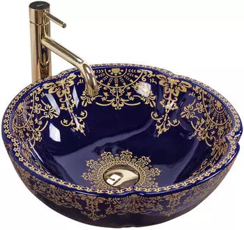 Rea Marina Aufsatzwaschbecken rund 42.5x42.5cm Gold-Blau (REA-U3300)