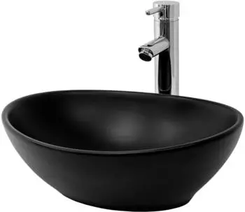 ML-Design Aufsatzwaschbecken Keramik Oval Schwarz Matt 410x335x145mm