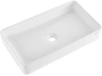 VEVOR Rechteckiges Aufsatzwaschbecken 61x35cm, Keramik, Wei&szlig; (RS1061B)