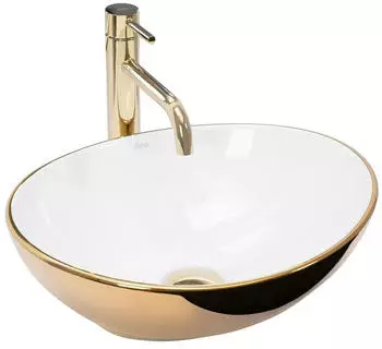 Rea Sofia Aufsatzwaschbecken oval 40.9x34.5cm wei&szlig;-gold (REA-U0456)