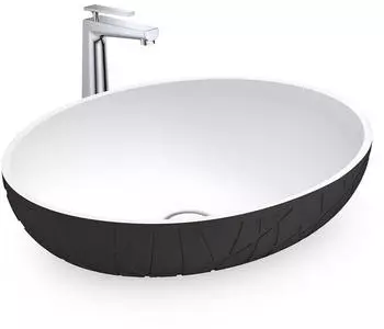 Bernstein LEO Aufsatzwaschbecken Oval Mineralguss Schwarz/Weiß matt 50x40cm (LEO)