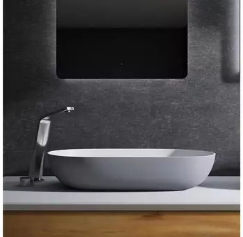 Bernstein O-540 Aufsatzwaschbecken oval Mineralguss Grau/Weiß matt 54x35x12cm (23213)