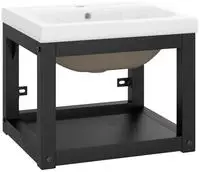 vidaXL Badezimmer-Waschtischgestell mit Waschbecken Schwarz Eisen