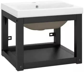 vidaXL Waschtischgestell mit Waschbecken Schwarz Eisen (3101382)
