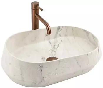 Rea Zoe Marlo Aufsatzwaschbecken oval Steinoptik Beige 59x38cm (REA-U3539)