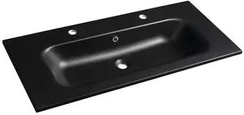 Sapho Waschbecken 46x101cm, Überlauf, 2 Armaturenlöcher, Schwarz (SD101B-2)