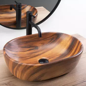 Rea Amelia Aufsatzwaschbecken Oval 48x34,5cm Wood Matt (REA-U5060)