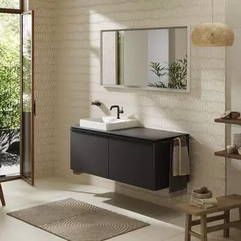 Hansgrohe Xelu Q Konsole mit Ausschnitt links 136x55 cm geschliffen 50x48 cm diamantgrau matt