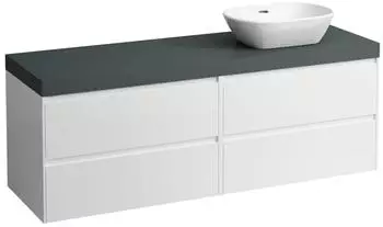 Laufen Lani Waschtischplatte verkehrsgrau 1 Ausschnitt rechts, 1570x495x580mm, H4055931122611, Wei&szlig; gl&auml;nzend