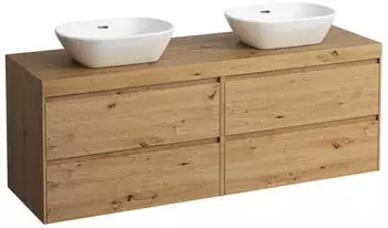 Laufen Lani Waschtischplatte wildeiche 1 Ausschnitt links und rechts, 1570x495x580mm, H4065941122671, Wildeiche
