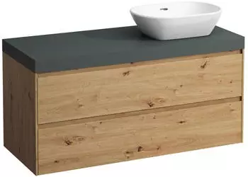 Laufen Lani Waschtischplatte verkehrsgrau 1 Ausschnitt rechts, 1185x495x580mm, H4055731122671, Wildeiche