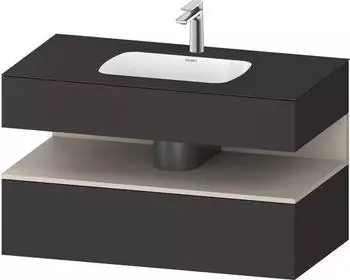 Duravit Qatego Einbauwaschtisch mit Unterbau 1000 mm mit Nischenbeleuchtung graphit supermatt (QA4786091800010)