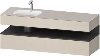 Duravit Qatego Einbauwaschtisch mit Unterbau 1600 mm mit Nischenbeleuchtung taupe supermatt (QA4795049830010)