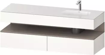 Duravit Qatego Einbauwaschtisch mit Unterbau 1600 mm mit Nischenbeleuchtung wei&szlig; hochglanz (QA4796043220010)