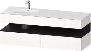 Duravit Qatego Einbauwaschtisch mit Unterbau 1600 mm mit Nischenbeleuchtung wei&szlig; hochglanz (QA4795016220010)