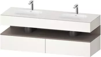 Duravit Qatego Einbauwaschtisch mit Unterbau 1600 mm mit Nischenbeleuchtung wei&szlig; supermatt (QA4797043840010)