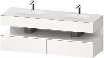 Duravit Qatego Einbauwaschtisch mit Unterbau 1600 mm mit Nischenbeleuchtung wei&szlig; supermatt (QA4797022840010)