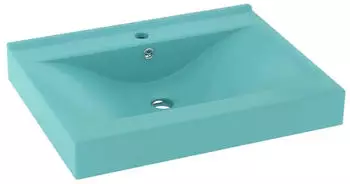 vidaXL Waschbecken mit Hahnloch Matt-Hellgr&uuml;n 60x46cm Keramik (147024)