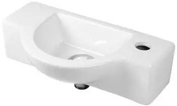 Stabilo Sanit&auml;r H&auml;ngewaschbecken halbrund Keramik wei&szlig; 440x250x120mm Komplettset (14675)