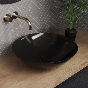 Kaldewei Avellino 3205 Aufsatzwaschtisch rund Ø45cm, Perl-Effekt, schwarz (912206003701)
