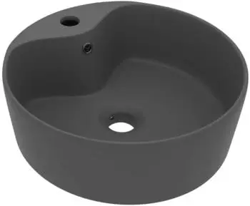 vidaXL Waschbecken mit &Uuml;berlauf Matt Dunkelgrau 36x13cm Keramik (147038)