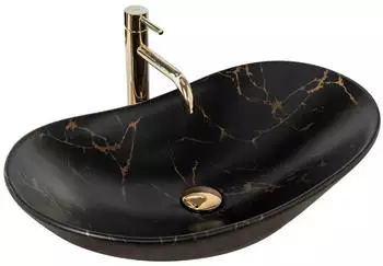 Rea Royal Aufsatzwaschbecken 62.5x36cm oval Schwarz Marble Mat (REA-U7478)