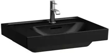 Laufen Meda Aufsatzwaschtisch, poliert, Ablage links, 600x460mm, 3 Hahnl&ouml;cher, Mattschwarz (H8181127161081)