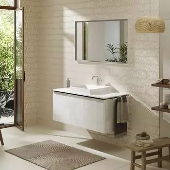 Hansgrohe Xelu Q Konsole mit Ausschnitt mittig 118x55 cm geschliffen 60x48 cm wei&szlig; hochglanz
