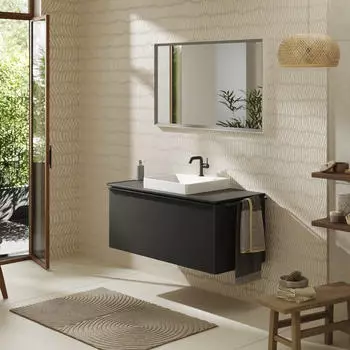 Hansgrohe Xelu Q Konsole mit Ausschnitt mittig 118x55 cm geschliffen 50x48 cm diamantgrau matt